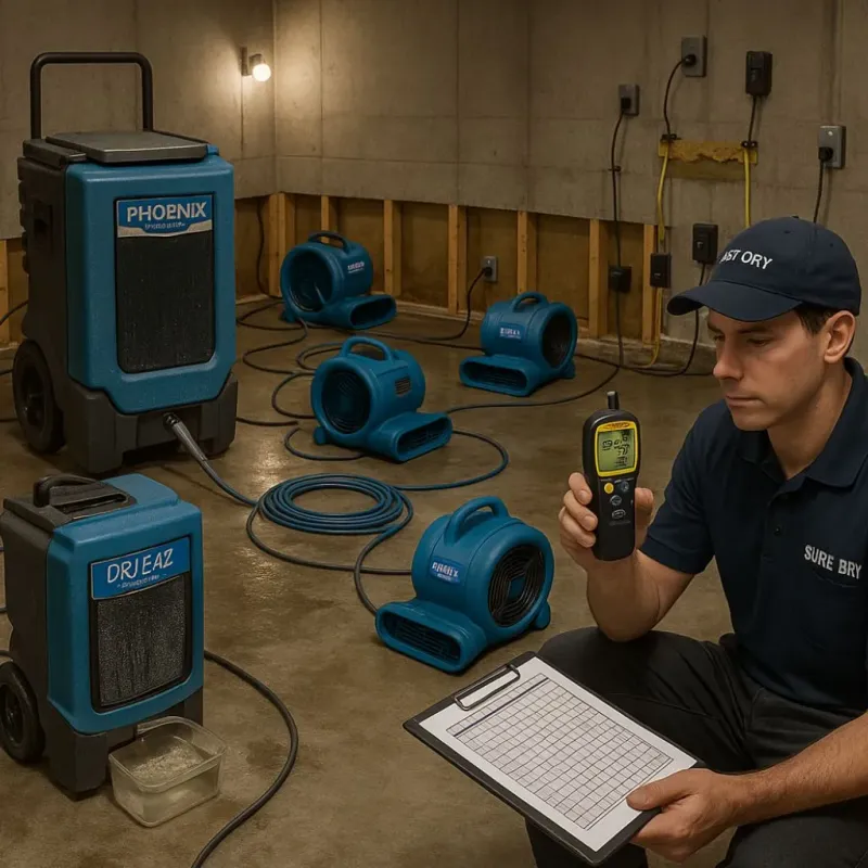 Structural Drying and Dehumidification process in Gruver, TX